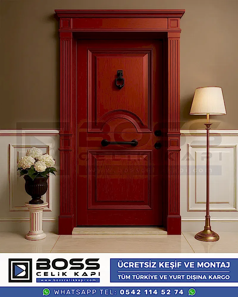 Selene-Kirmizi-Klasik-Celik-Kapi