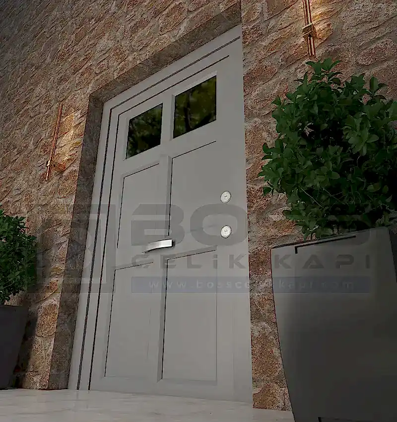 Açık Gri Çelik Villa Kapısı