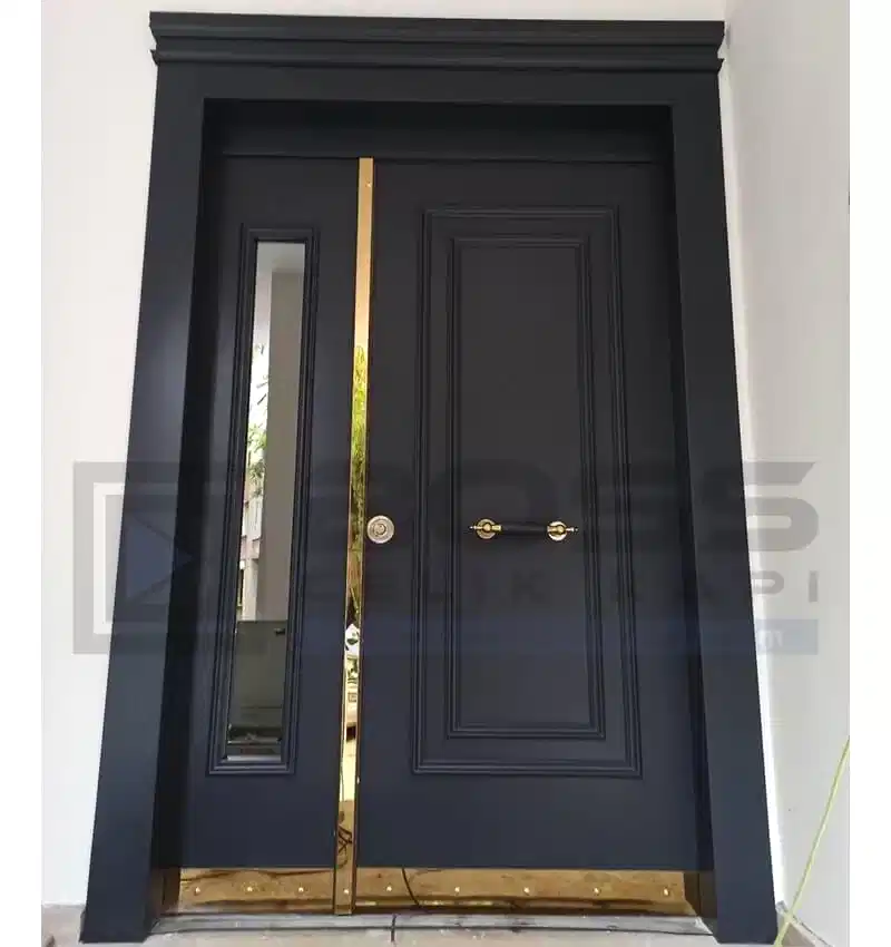 Altın Paslanmaz Detaylı Antrasit Villa Kapısı 238