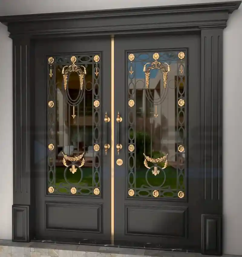 Altın Ferforje Detaylı Villa Kapısı Modelleri 248
