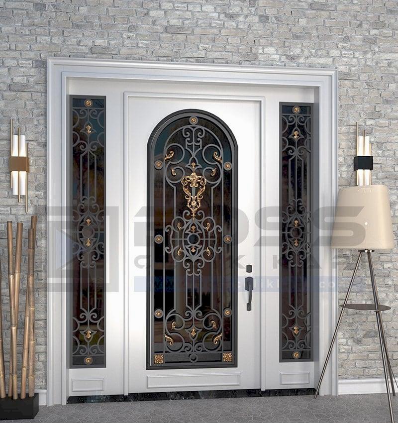 Ferforje Villa Kapısı Gold Beyaz