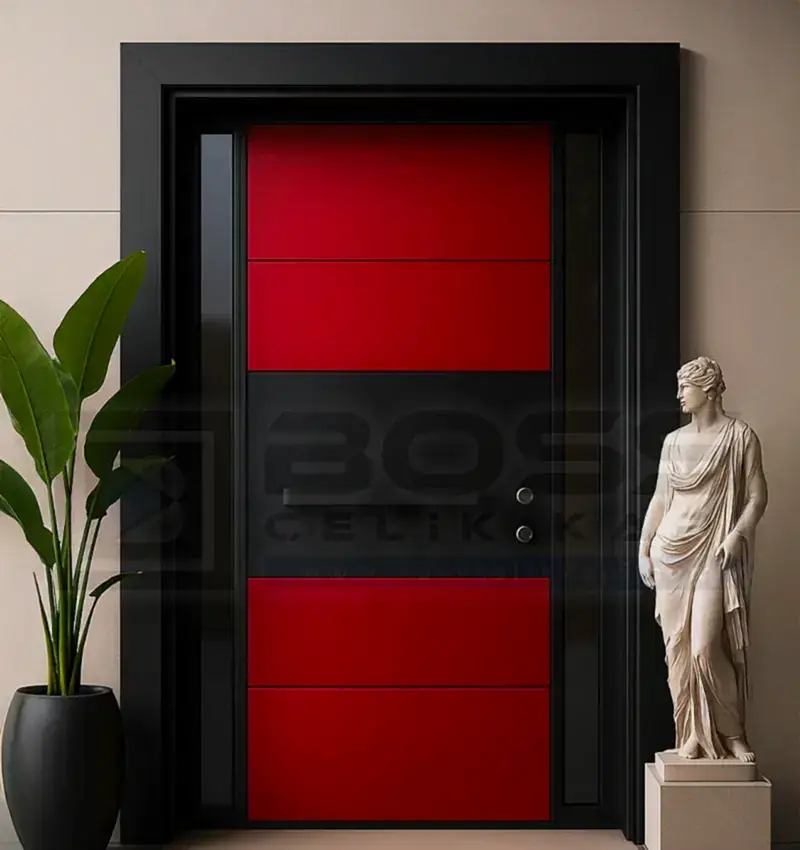 Kırmızı Siyah Villa Kapısı Lamine