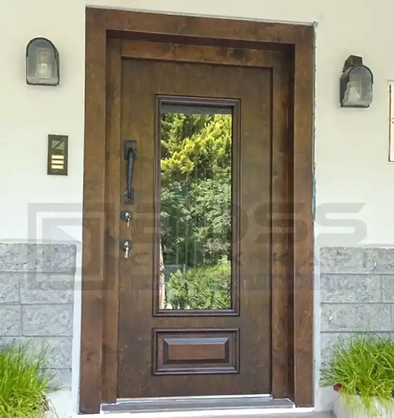 Ahşap Camlı Çelik Villa Kapısı